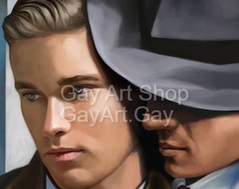Art Deco Gay Couple Print — Vintage Painting Reproduction
