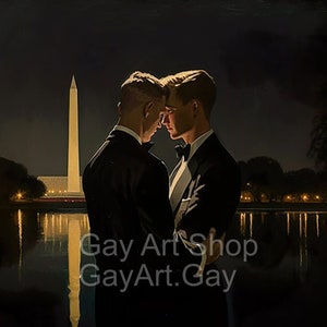DC Date Night Series -- Gay Retro Vintage Oil Painting Style Reproductions on Canvas (READY 2 HANG)