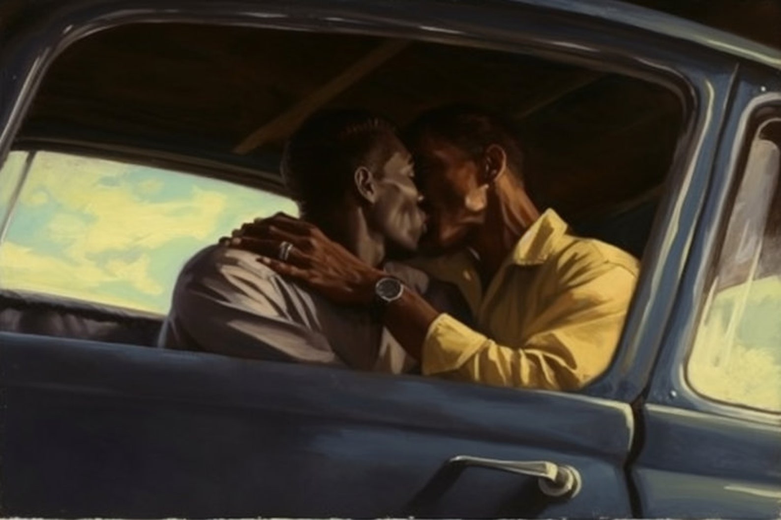 1950s Road Heading South Retro Vintage Gay Art Print Series Oil