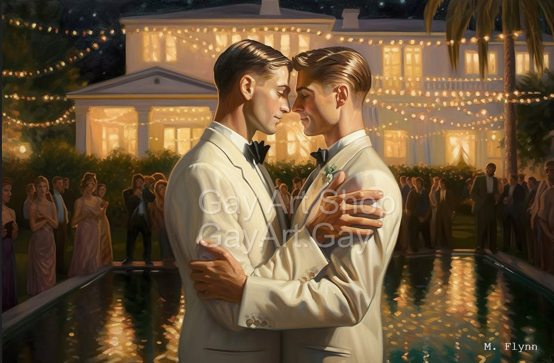 The Gay Gatsby Series Retro Gay Art Series Film Noir Oil Painting Style