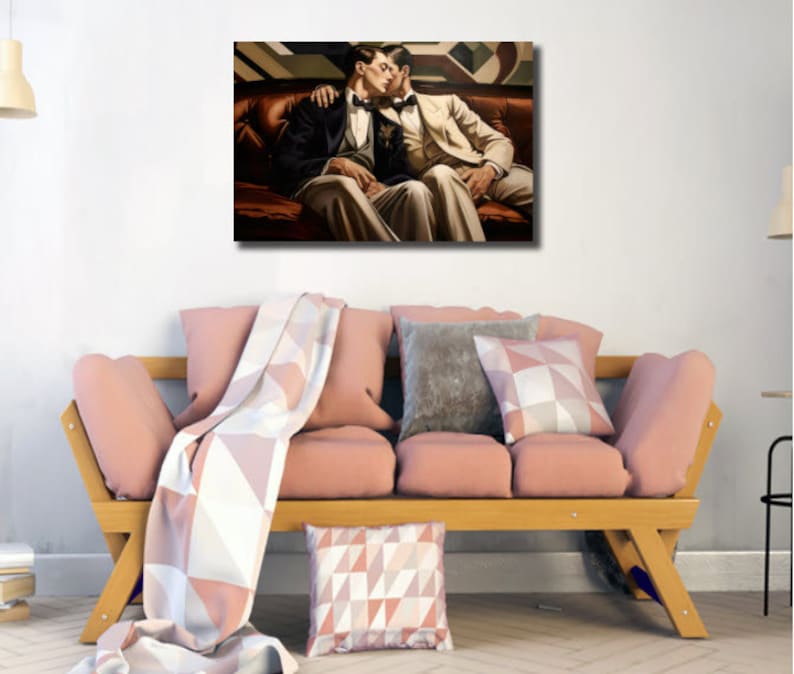 Art Deco Gay Couple Canvas Print — 1930s Style (Ready to Hang) image 2