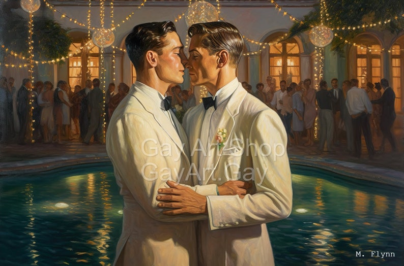 The Gay Gatsby Series Retro Gay Art Series Film Noir Oil Painting Style