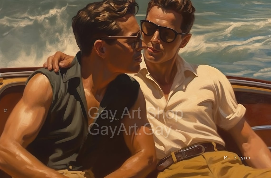 sail-away-gays-canvas-print-film-noir-retro-gay-art-etsy