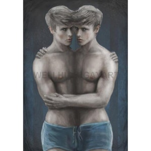 Gay Hot Twins Print *READY 2 HANG* wall art painting repo decor