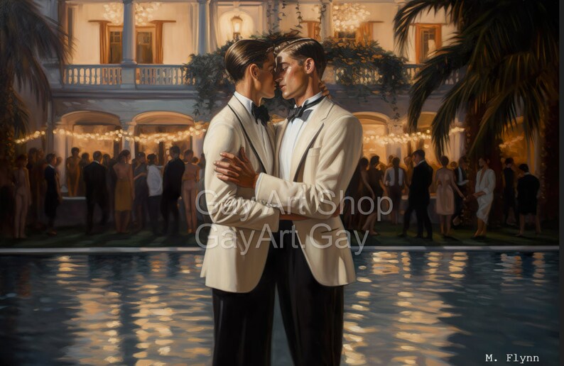 The Gay Gatsby Series Retro Gay Art Series Film Noir Oil Painting Style