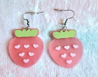 Kawaii Strawberry Acrylic Earrings