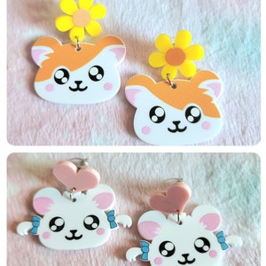 Hamtaro Inspired Acrylic Earrings image 1