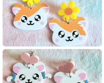 Hamtaro Inspired Acrylic Earrings