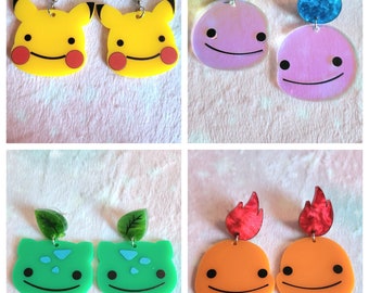 Ditto Pokémon Inspired Acrylic Earrings