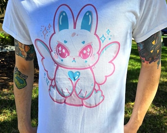 Camiseta con diseño original de personaje estético pastel lindo y kawaii de conejito