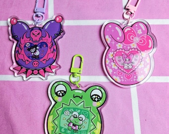 Tamagotchi inspiriert Tierfreunde Kawaii Retro Acrylcharme Schlüsselbund