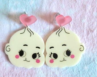 Kewpie Baby Inspired Acrylic Earrings