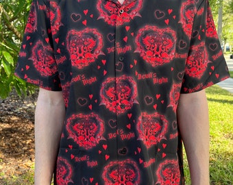 Succubus “Devil’s Night” Red Black Original Demon Button Up