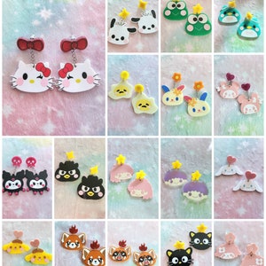 Cutie Kawaii Character Japanese Inspired Acrylic Earrings image 1