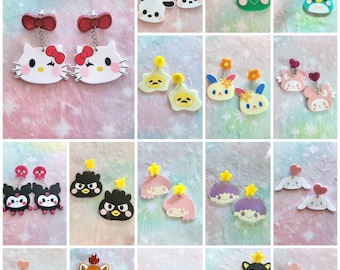 Cutie Kawaii Character Japanese Inspired Acrylic Earrings