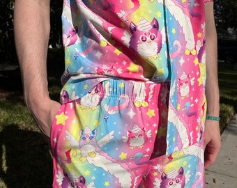 Furby Retro Rainbow Vaporwave 80s Patterned Shorts S-4XL