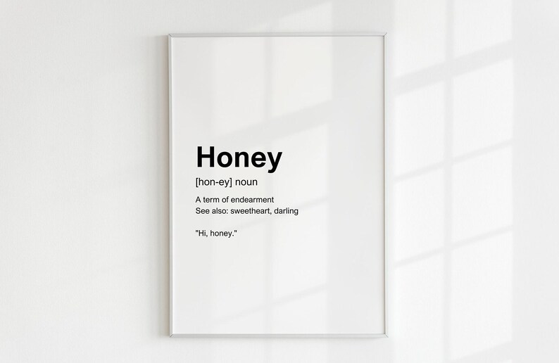 Honey Definition Poster Digital Download Honey Word Poster Etsy
