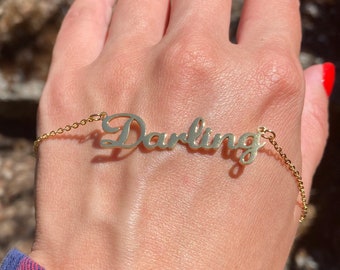 Darling Necklace, darling name necklace, darling letter necklace, darling word necklace, dainty word necklace, dainty letter necklace