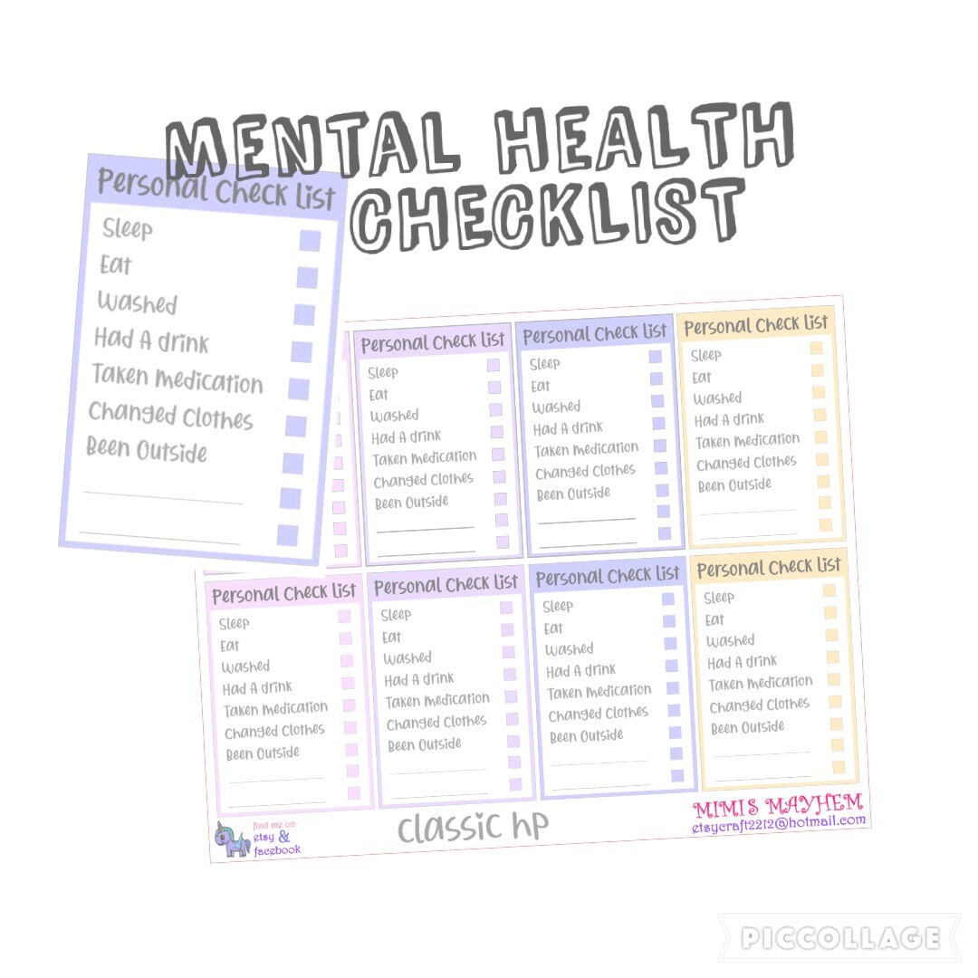 Mental Health Checklist // Mental Health Awareness // Diary // Etsy
