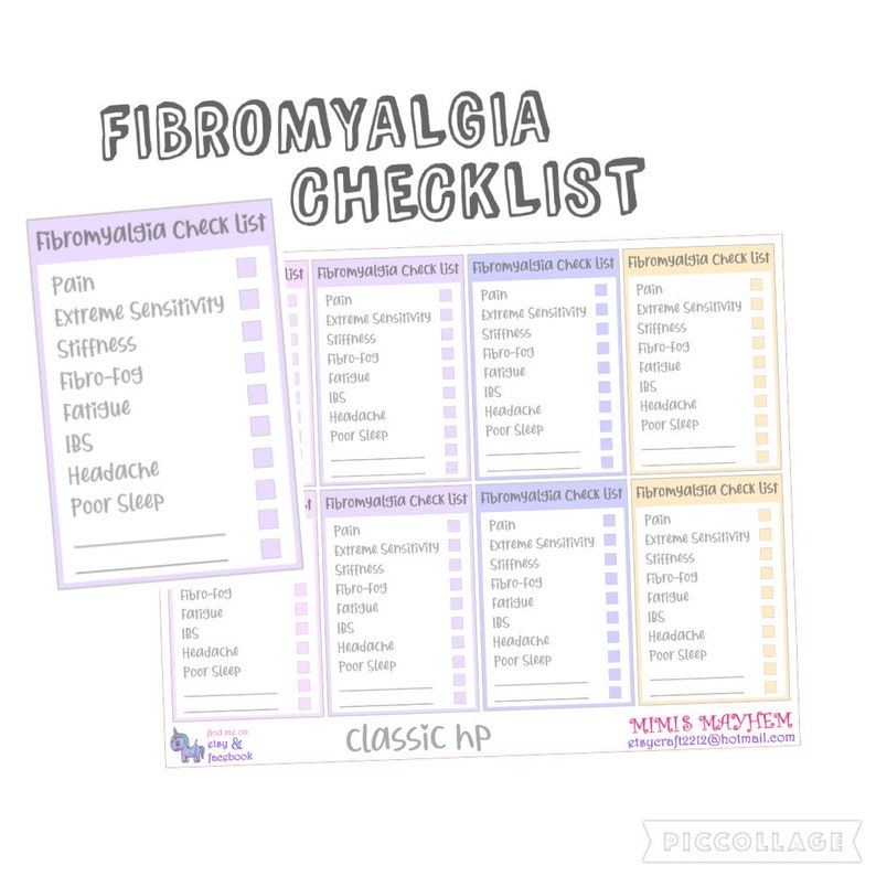 Fibromyalgia Health Checklist // Mental Health Awareness // | Etsy