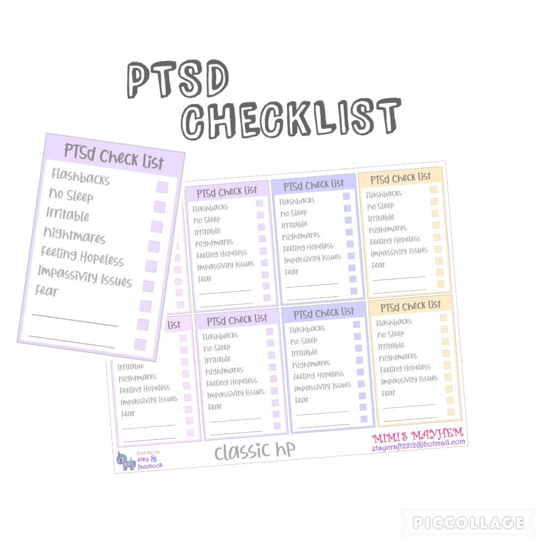 PTSD Checklist // Mental Health Awareness // Diary // Planner Etsy
