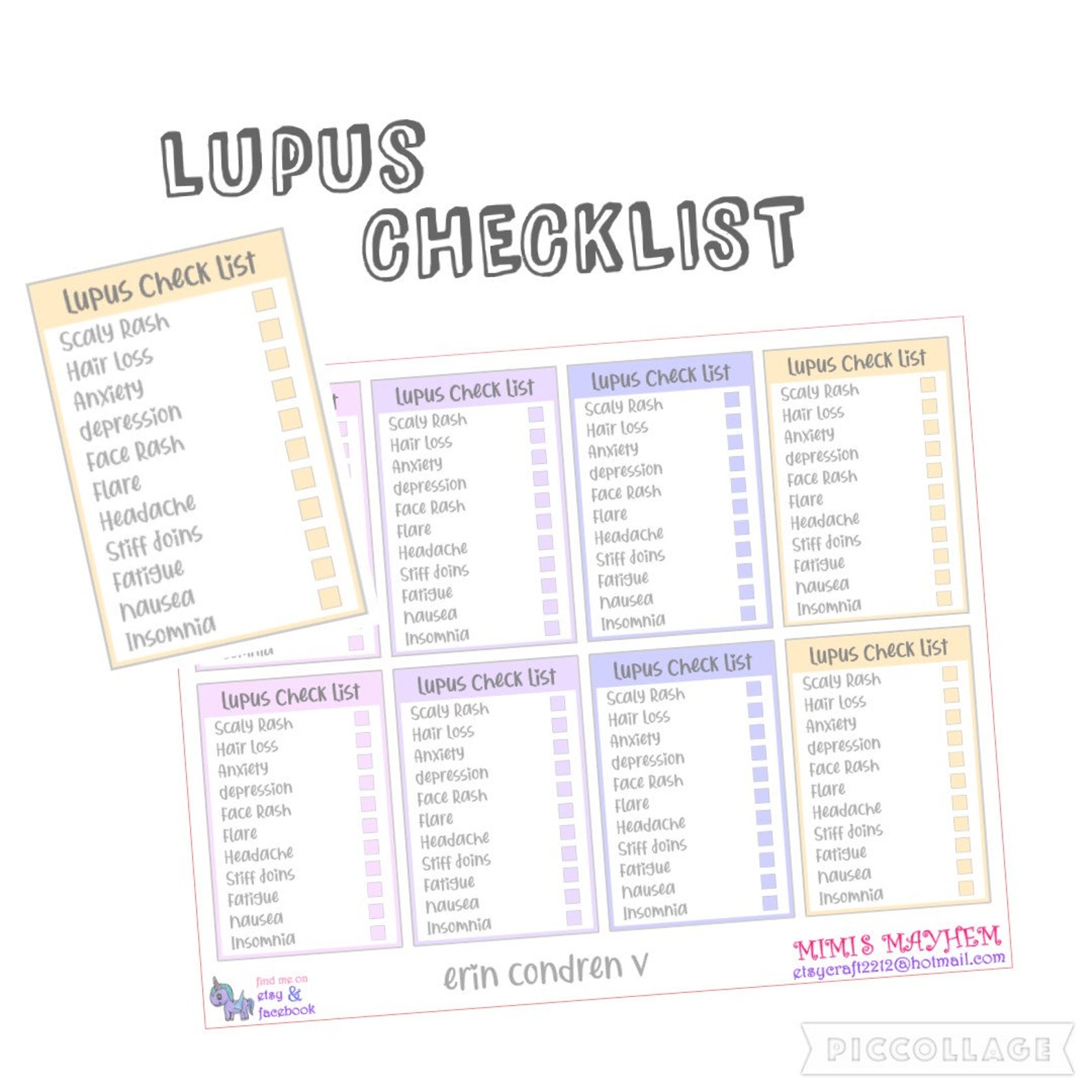Lupus Checklist Mental Health Awareness Diary Planner Etsy