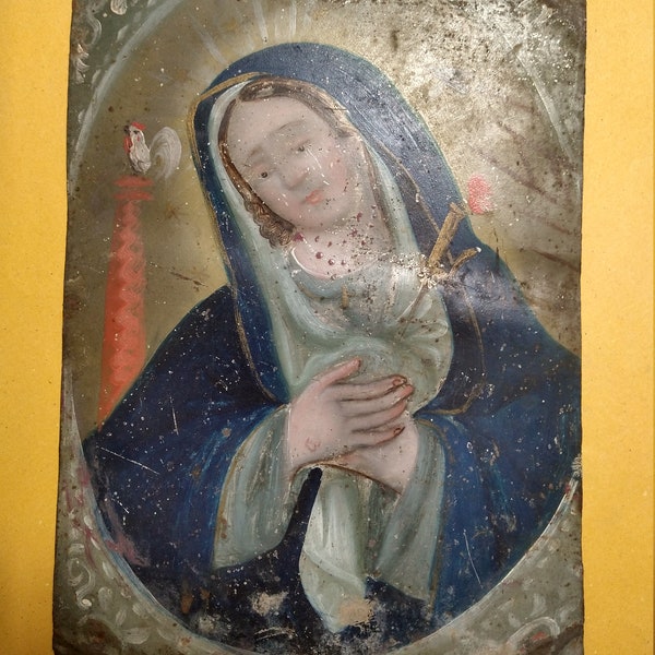 Virgen Dolorosa con Puñal y Gallo 1900's