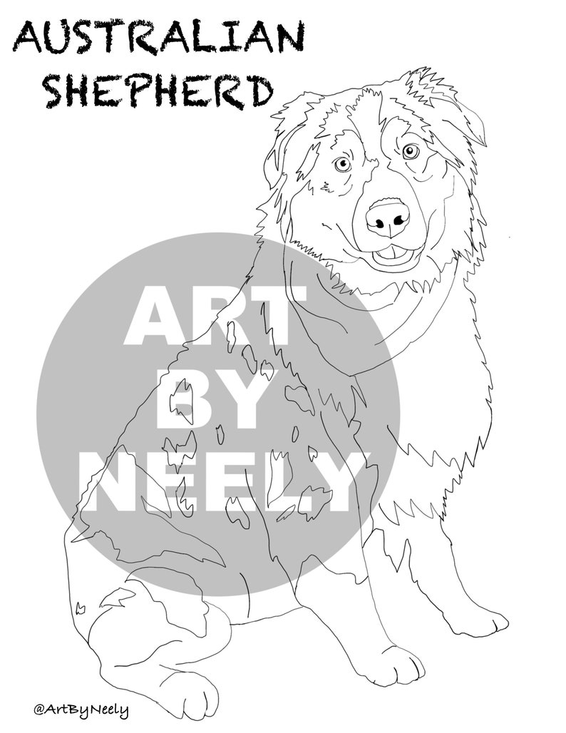 Australian Shepherd Coloring Page - Il 794xN.2592537375 P0js 