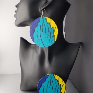 African Print Fabric Wooden Earrings