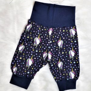 Bloomers for babies and toddlers dark blue colorful unicorns stars size 56 to size 104