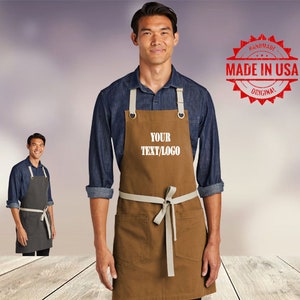 Custom Canvas Full-Length Two-Pocket Apron/  Embroidered Custom Apron / Custom Apron / Monogram Apron / Personalized Apron / Chef Gift