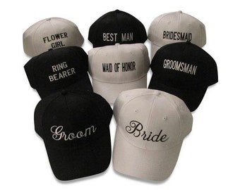8 CUSTOM BRIDESMAIDS CAPS / Matching Caps / Bridesmaid Hats / Customized Wedding Gift / Bachelorette Gift / Ladies Custom Hats / Bride Cap
