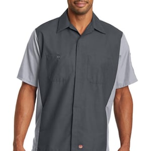 Custom Short Sleeve Ripstop Crew Shirt, Custom Personalized With Embroidery - Logo, Company Name, Employee Name, Industrial Work Shirts