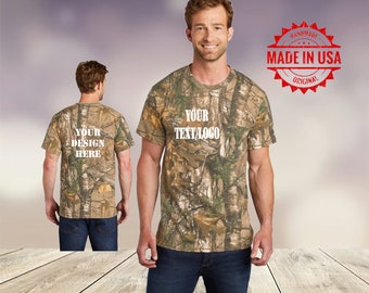 CUSTOM Embroidered Camo Tshirt with Pocket / Custom Hunting Shirt / Camo Shirt / Hunting Shirt / Deer Hunter / Embroidered Camo t-shirt