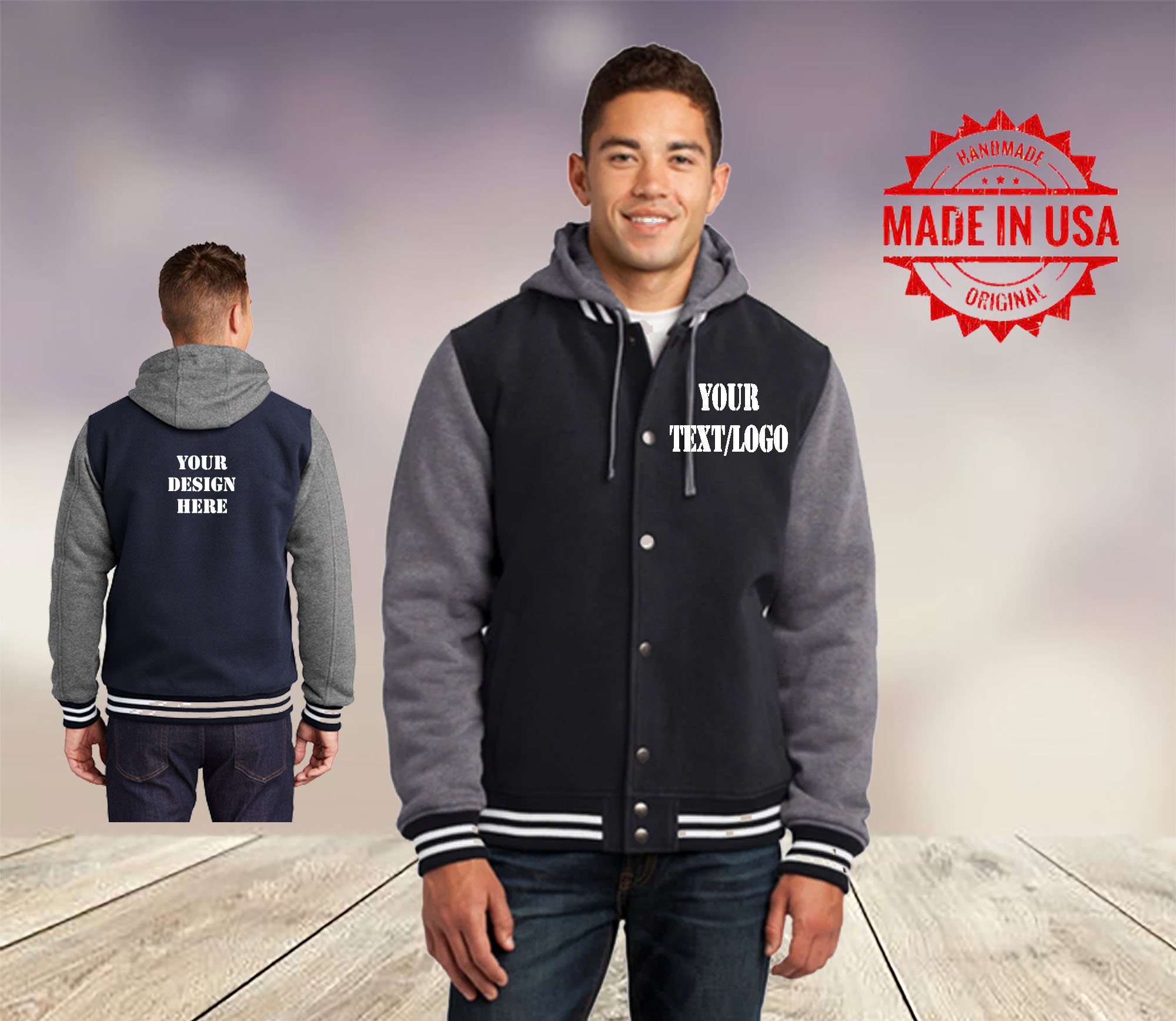 HOOD CREW Men Varsity Baseball Jacket