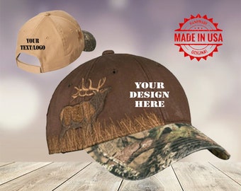 Custom Wholesale Embroidered Camouflage Cap / Hunting Cap / Embroidered Camo Hat / Custom Hunting Hat / Personalized Cap / Elk Custom Hat /