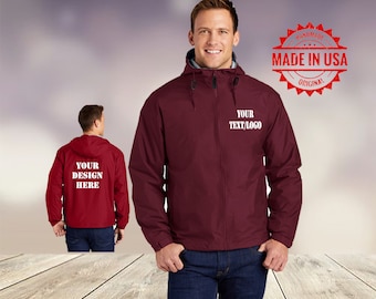 Custom Embroidered Team Jacket/Customized Hooded Full-Zip Jacket / Monogram Team Jacket/ Embroidered Water Repellent Jacket / Sport Jacket