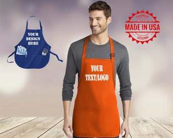Custom Medium-Length Apron with Pouch Pockets / Kitchen Gifts for Her /Personalized Apron for Women /Baking Gift /Cooking Gift Custom Aprons