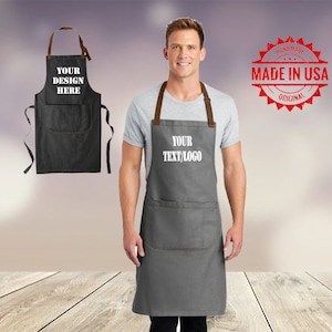 Custom Port Authority Full-Length Apron/ Unisex/ Women Apron/ Men Apron/ Custom Apron/ Kitchen Dining Apron/ Market Full-Length Bib Apron
