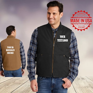 Custom Wholeslae Duck Cloth Vest / Custom Construction Vest / Custom Business Logo / Wholesale Duck Vest / Embroidered workwear vest /