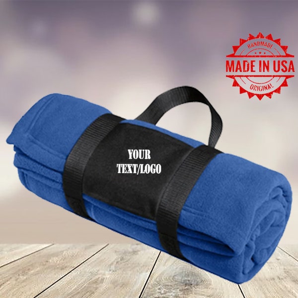 Custom Logo Fleece Blanket Etsy