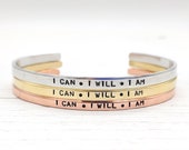 Custom Text Bracelet, Personalized Cuff Engraved Bangle Name Jewelry, Gold Dainty Copper, Skinny Quote Customized Stacking Bracelets