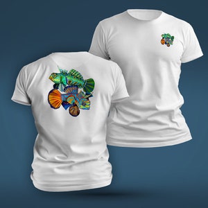 Mandarin goby Dragonet (Synchiropus splendidus), Green Spotted Target mandarin fish (Synchiropus picturatu) marine fish t-shirt