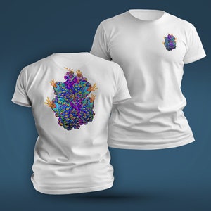 Rare and expensive Blue Acropora Coral - (Acropora Fireworks) - illustration, coral t-shirt both side printing