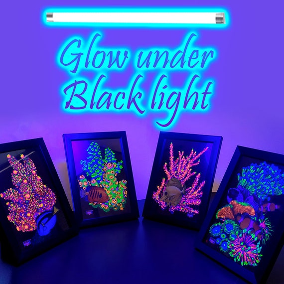 4 Fluorescent Glow in the Dark Under Blue Light Coral Reef Etsy