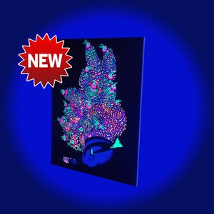 LAST PIECES - Acropora coral Fluorescent Print on Plexiglass