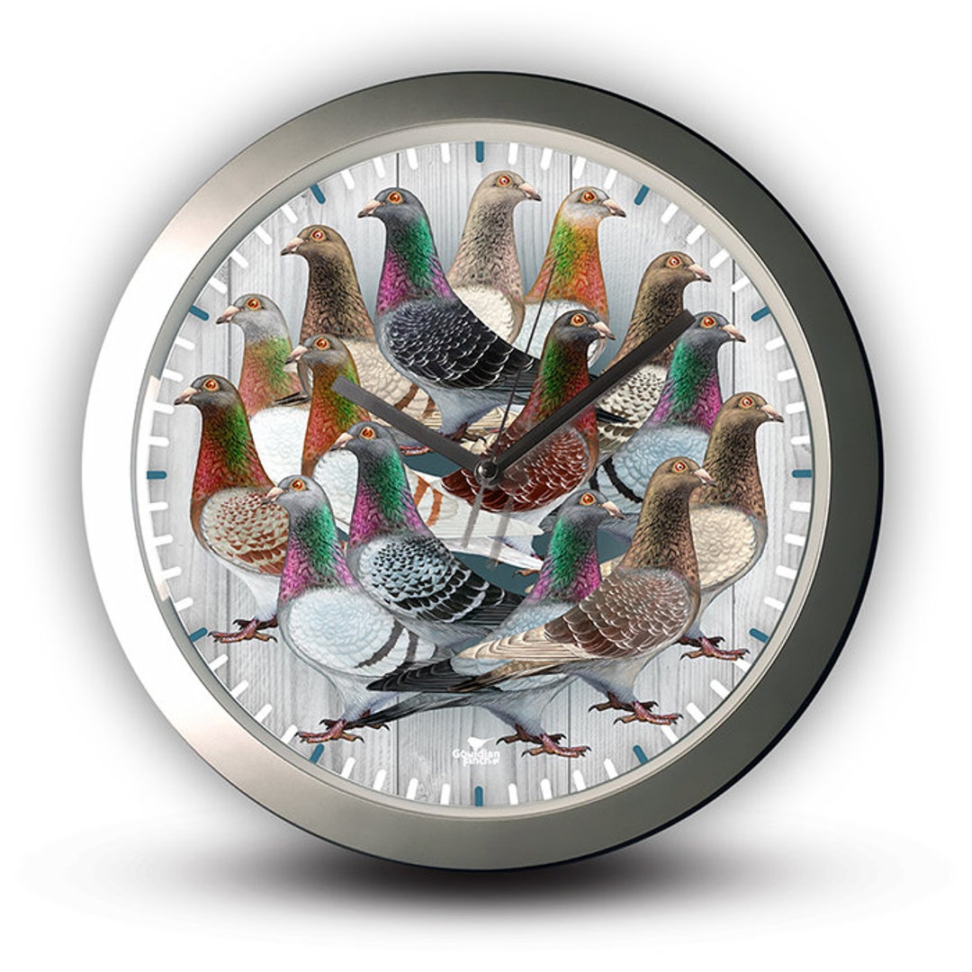 Pigeon Silver Wall Clock With Modern Design Archangel Gimpel Pigeon and