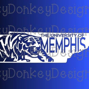Memphis Tigers Tennessee Logo Digital Cut File (svg, dxf, eps, studio3, jpeg) voor snijmachines (Silhouette, Brother, Cricut, etc.)