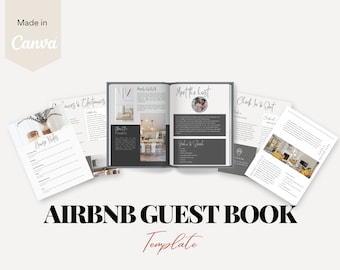 Plantilla de libro de bienvenida de Airbnb, libro de bienvenida de alquiler vacacional, libro de bienvenida de VRBO, libro de visitas de Airbnb editable, manual de la casa, guía de bienvenida de Canva