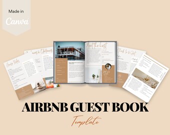 Plantilla de libro de bienvenida de Airbnb, libro de bienvenida de alquiler vacacional, libro de bienvenida de VRBO, libro de visitas de Airbnb editable, manual de la casa, guía de bienvenida de Canva
